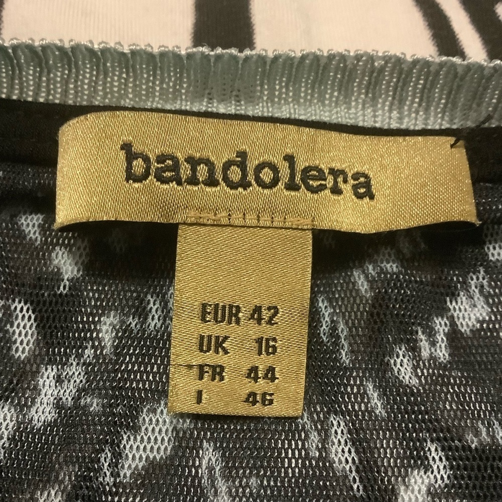 BANDOLERA BLACK & WHITE PATTERNED LONG SLEEVE SHEER PANELS TOP/ Size M (EUR 42) - Picture 10 of 10
